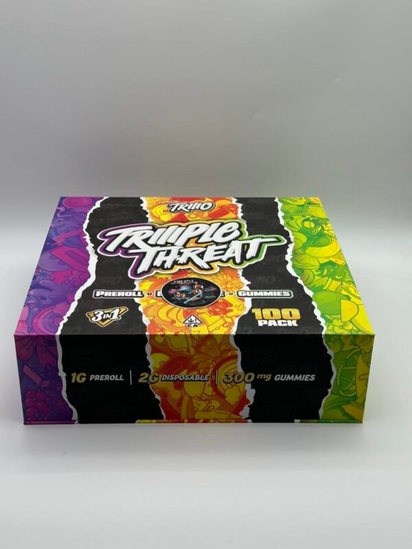Trillo Triple Threat 3-in-1 Pack – Preroll + Disposable Vape + 300mg Gummies (100 Pack)